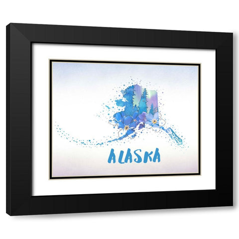 Alaska State Flower (Forget-Me-Not) Black Modern Wood Framed Art Print with Double Matting by Inner Circle
