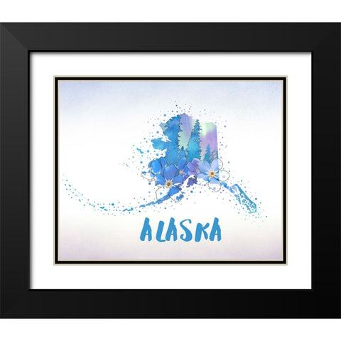 Alaska State Flower (Forget-Me-Not) Black Modern Wood Framed Art Print with Double Matting by Inner Circle