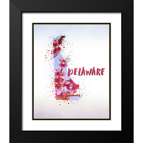 Delaware State Flower (Peach Blossom) Black Modern Wood Framed Art Print with Double Matting by Inner Circle