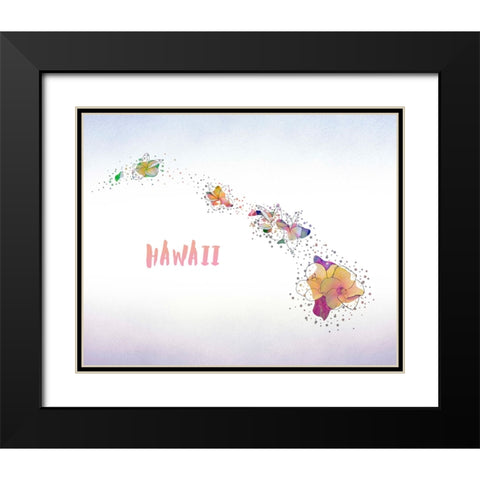 Hawaii State Flower (Hawaiian Hibiscus) Black Modern Wood Framed Art Print with Double Matting by Inner Circle