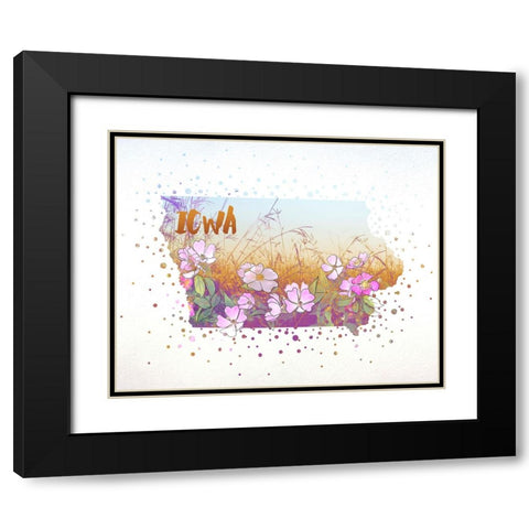 Iowa State Flower (Wild Rose) Black Modern Wood Framed Art Print with Double Matting by Inner Circle