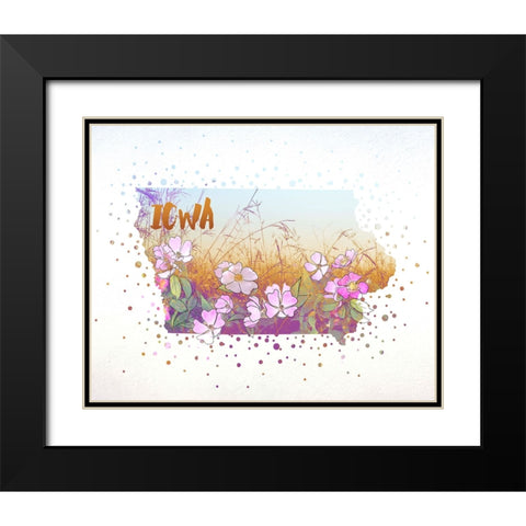 Iowa State Flower (Wild Rose) Black Modern Wood Framed Art Print with Double Matting by Inner Circle