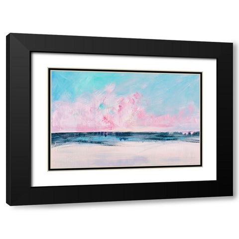 Pink Sunset Over the Shore I Black Modern Wood Framed Art Print with Double Matting by Circle Art Group