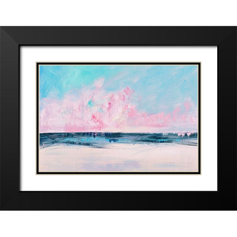Pink Sunset Over the Shore I Black Modern Wood Framed Art Print with Double Matting by Circle Art Group