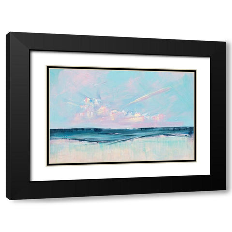 Pink Sunset Over the Shore II Black Modern Wood Framed Art Print with Double Matting by Circle Art Group