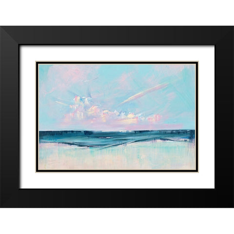 Pink Sunset Over the Shore II Black Modern Wood Framed Art Print with Double Matting by Circle Art Group