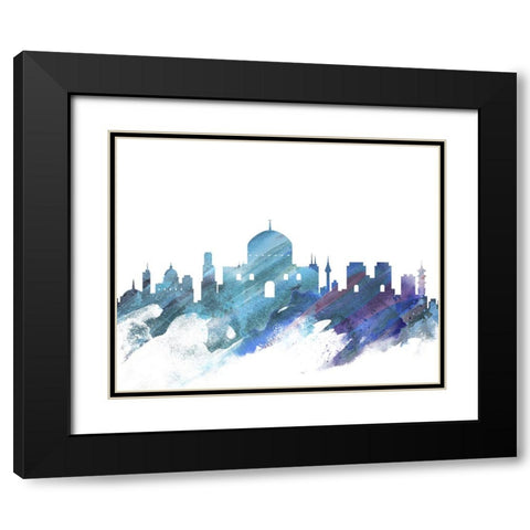 Jerusalem Watercolor Cityscape II Black Modern Wood Framed Art Print with Double Matting by Circle Art Group