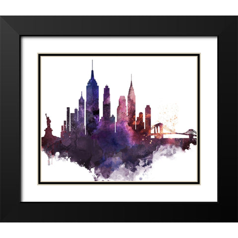 New York City Watercolor Cityscape II Black Modern Wood Framed Art Print with Double Matting by Circle Art Group