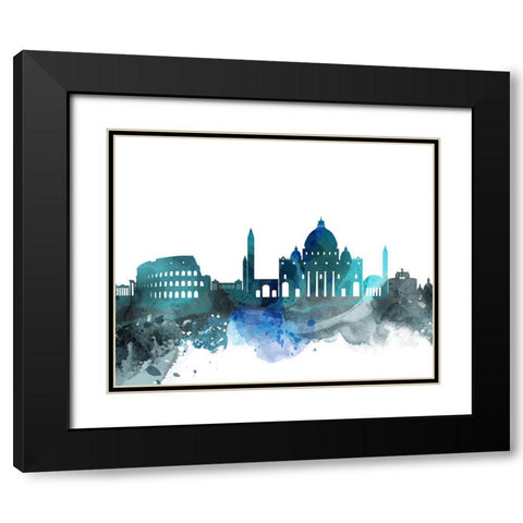 Rome Watercolor Cityscape II Black Modern Wood Framed Art Print with Double Matting by Circle Art Group