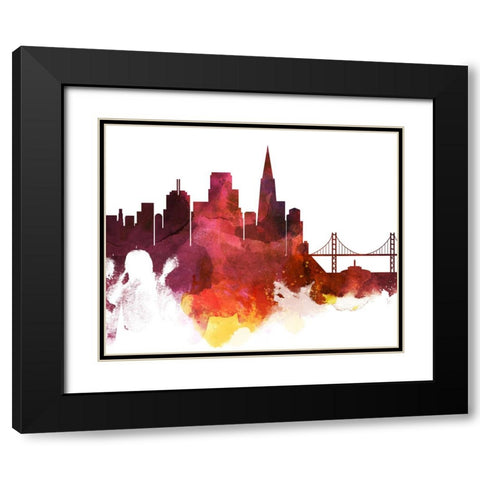 San Francisco Watercolor Cityscape II Black Modern Wood Framed Art Print with Double Matting by Circle Art Group