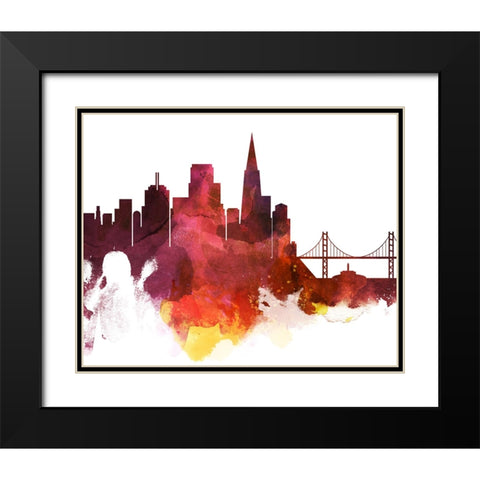 San Francisco Watercolor Cityscape II Black Modern Wood Framed Art Print with Double Matting by Circle Art Group
