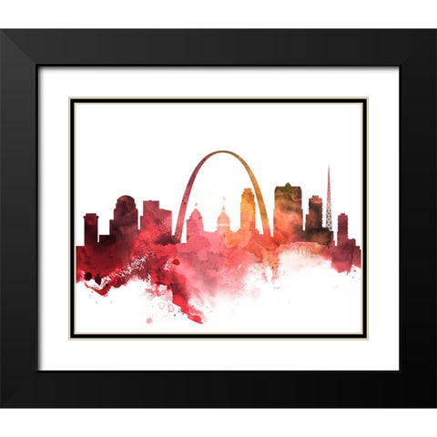 St. Louis Watercolor Cityscape II Black Modern Wood Framed Art Print with Double Matting by Circle Art Group