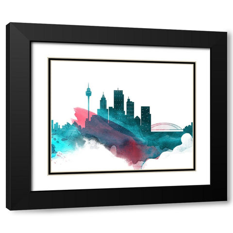 Sydney Watercolor Cityscape II Black Modern Wood Framed Art Print with Double Matting by Circle Art Group