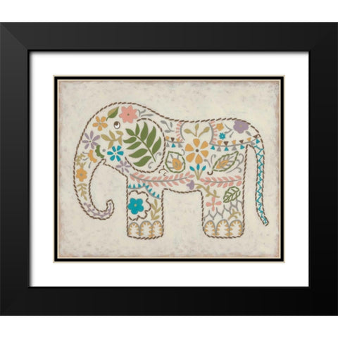 Laurels Elephant II Black Modern Wood Framed Art Print with Double Matting by Zarris, Chariklia