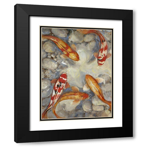 Custom Vibrant Koi I (ASH) Black Modern Wood Framed Art Print with Double Matting by OToole, Tim