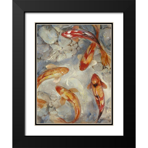 Custom Vibrant Koi II (ASH) Black Modern Wood Framed Art Print with Double Matting by OToole, Tim