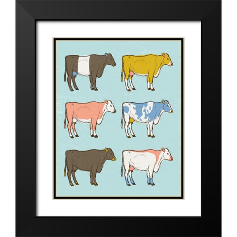 Mid Century Farm - Cattle - Neutral Black Modern Wood Framed Art Print with Double Matting by Circle Art Group