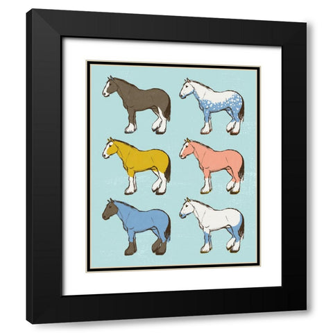 Mid Century Farm - Horses - Neutral Black Modern Wood Framed Art Print with Double Matting by Circle Art Group