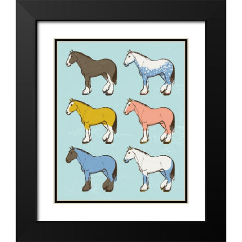 Mid Century Farm - Horses - Neutral Black Modern Wood Framed Art Print with Double Matting by Circle Art Group