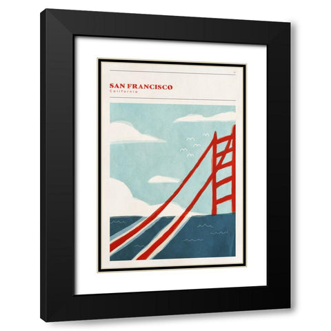 Mid Century City - San Francisco Black Modern Wood Framed Art Print with Double Matting by Circle Art Group