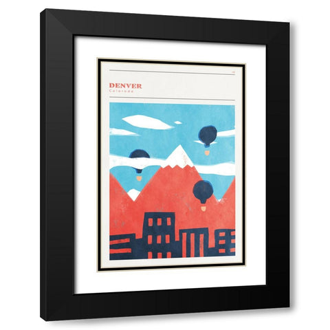 Mid Century City - Denver Black Modern Wood Framed Art Print with Double Matting by Circle Art Group