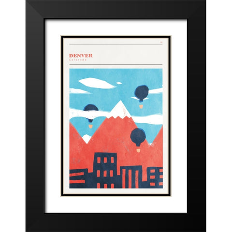Mid Century City - Denver Black Modern Wood Framed Art Print with Double Matting by Circle Art Group
