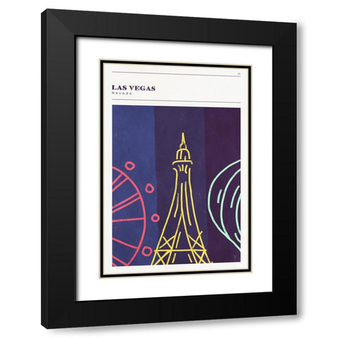 Mid Century City - Las Vegas Black Modern Wood Framed Art Print with Double Matting by Circle Art Group