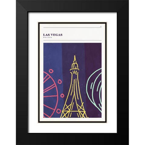 Mid Century City - Las Vegas Black Modern Wood Framed Art Print with Double Matting by Circle Art Group