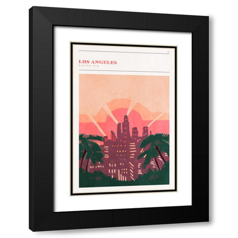 Mid Century City - Los Angeles Black Modern Wood Framed Art Print with Double Matting by Circle Art Group