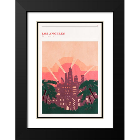 Mid Century City - Los Angeles Black Modern Wood Framed Art Print with Double Matting by Circle Art Group