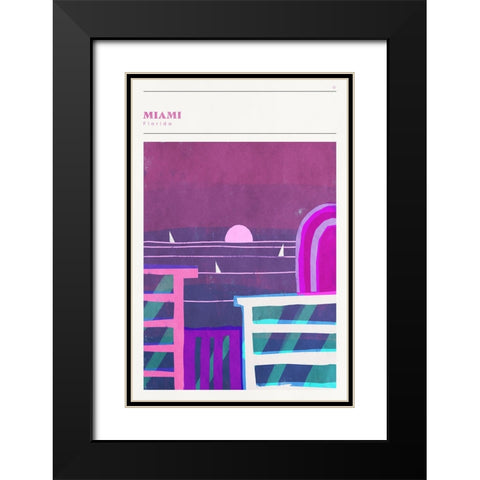Mid Century City - Miami Black Modern Wood Framed Art Print with Double Matting by Circle Art Group