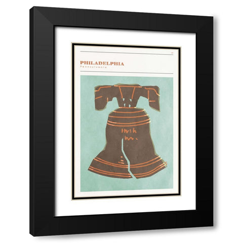 Mid Century City - Philadelphia Black Modern Wood Framed Art Print with Double Matting by Circle Art Group