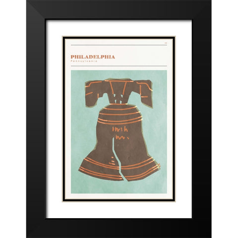 Mid Century City - Philadelphia Black Modern Wood Framed Art Print with Double Matting by Circle Art Group