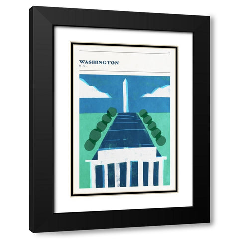 Mid Century City - Washington, DC Black Modern Wood Framed Art Print with Double Matting by Circle Art Group