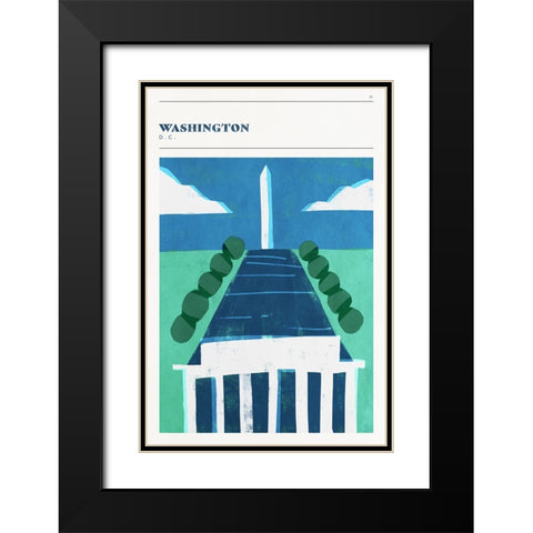 Mid Century City - Washington, DC Black Modern Wood Framed Art Print with Double Matting by Circle Art Group