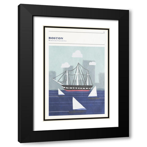 Mid Century City - Boston Black Modern Wood Framed Art Print with Double Matting by Circle Art Group