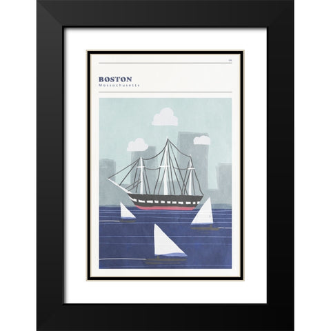 Mid Century City - Boston Black Modern Wood Framed Art Print with Double Matting by Circle Art Group