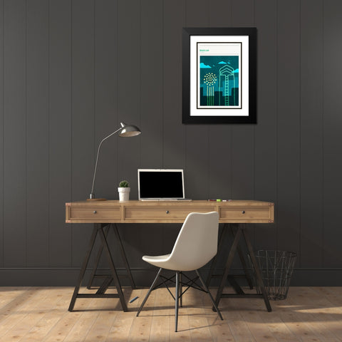 Mid Century City - Dallas Black Modern Wood Framed Art Print with Double Matting by Circle Art Group