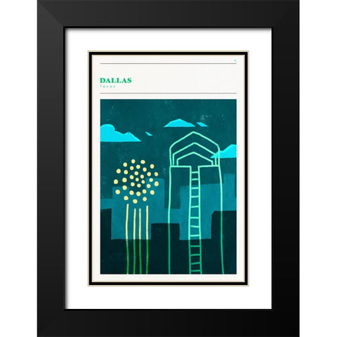 Mid Century City - Dallas Black Modern Wood Framed Art Print with Double Matting by Circle Art Group
