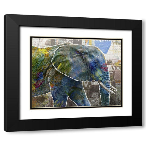 Pop Art - Elephant Black Modern Wood Framed Art Print with Double Matting by Inner Circle