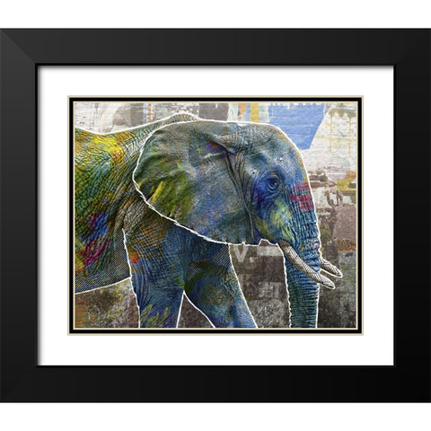 Pop Art - Elephant Black Modern Wood Framed Art Print with Double Matting by Inner Circle