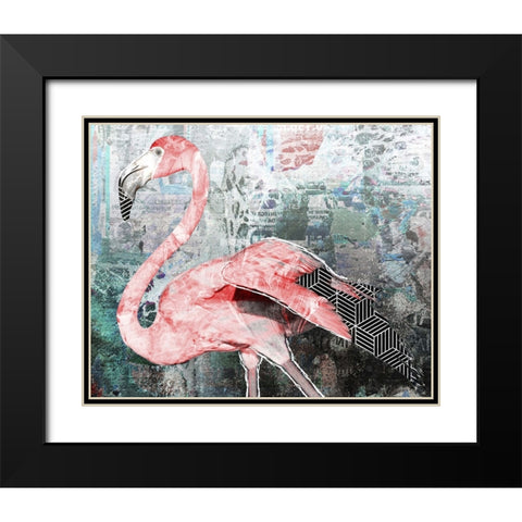 Pop Art - Flamingo Black Modern Wood Framed Art Print with Double Matting by Inner Circle