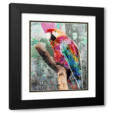 Pop Art - Parrot Black Modern Wood Framed Art Print with Double Matting by Inner Circle