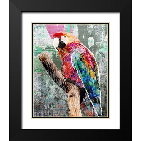 Pop Art - Parrot Black Modern Wood Framed Art Print with Double Matting by Inner Circle