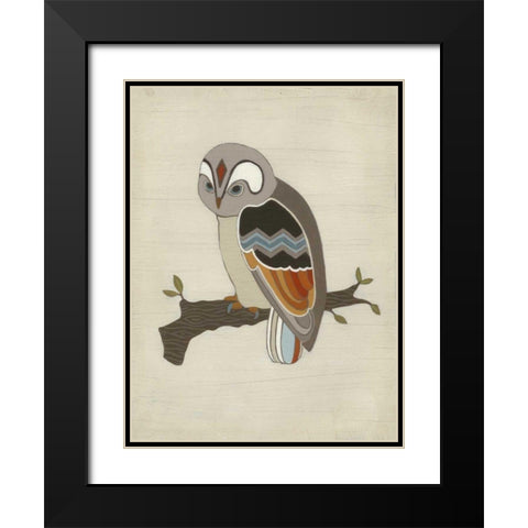 Chevron Owl II Black Modern Wood Framed Art Print with Double Matting by Vess, June Erica