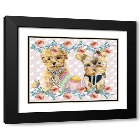 Easter Pups Collection A Black Modern Wood Framed Art Print with Double Matting by Wang, Melissa