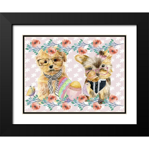Easter Pups Collection A Black Modern Wood Framed Art Print with Double Matting by Wang, Melissa