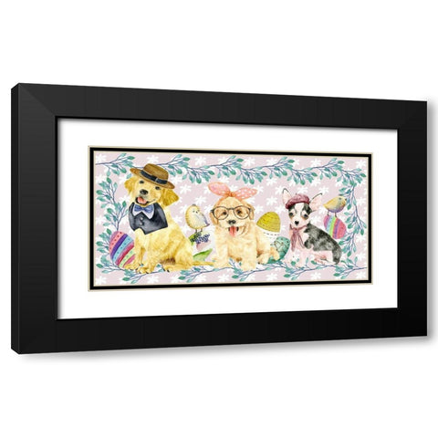 Easter Pups Collection D Black Modern Wood Framed Art Print with Double Matting by Wang, Melissa