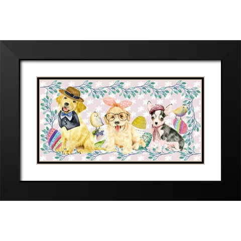 Easter Pups Collection D Black Modern Wood Framed Art Print with Double Matting by Wang, Melissa