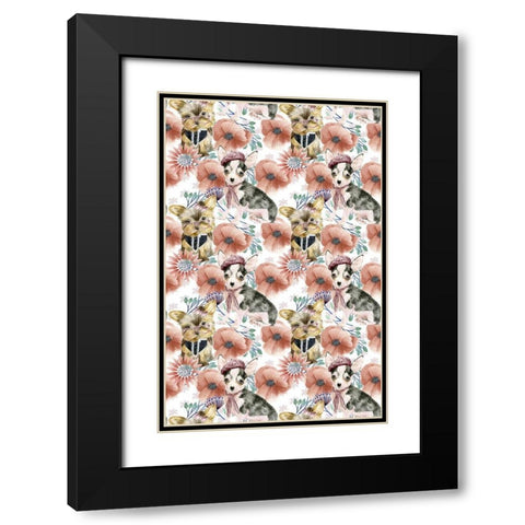 Easter Pups Collection E Black Modern Wood Framed Art Print with Double Matting by Wang, Melissa